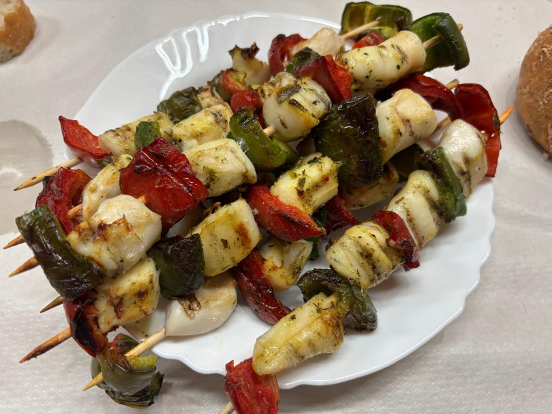 Brochetas de frutos del mar