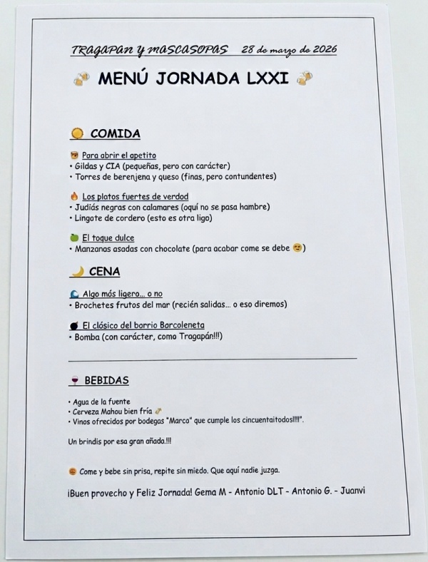 Menú de la 71